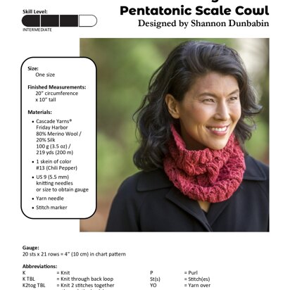 Cascade Yarns W763 Pentatonic Scale Cowl (Free)