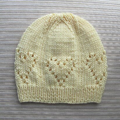 Hearts and Ribbing Hat for a Lady