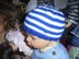 Stripey kids beanie