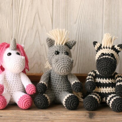 Small Animal Collection: Horse, Unicorn, and Zebra