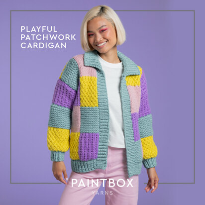 Playful Patchwork Cardigan - Free Knitting Pattern for Women in Paintbox Yarns Wool Blend Super Chunky - knitting pattern