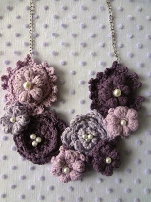 Purple and Lavender Puff Flower Necklace