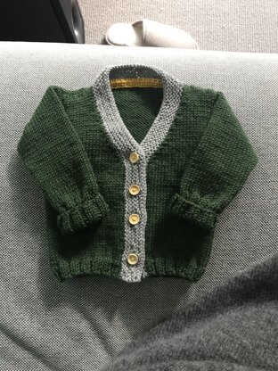 Silver Cardigan and Matching Hat in Rowan Pure Wool Worsted 