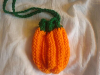 Knit Pumpkin Necklace Purse