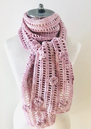 Floral Blossoms and Lace Scarf