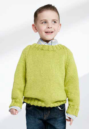 Child's Knit Crew Neck Pullover in Caron Simply Soft - Downloadable PDF