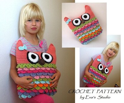 Crochet owl pillow