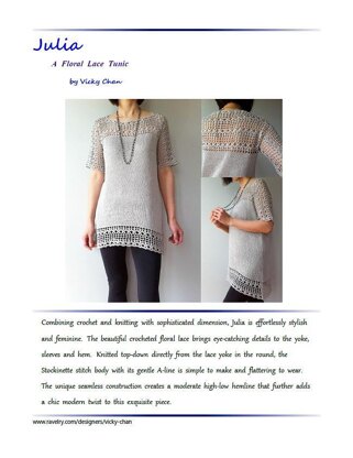 Julia - floral lace tunic (crochet+knit)