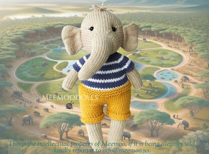 Fanny the Elephant Meemoodolls Knitting Pattern