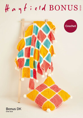 Crochet Blanket & Cushion in Hayfield Bonus DK - 10120 - Leaflet