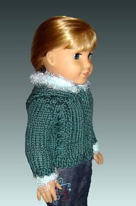 Faux Fur Hooded jacket, PDF Doll clothes knitting pattern, fits Amaerican Girl Doll and 18 inch dolls