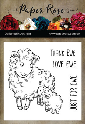 Paper Rose Cling Stamps - Thank Ewe
