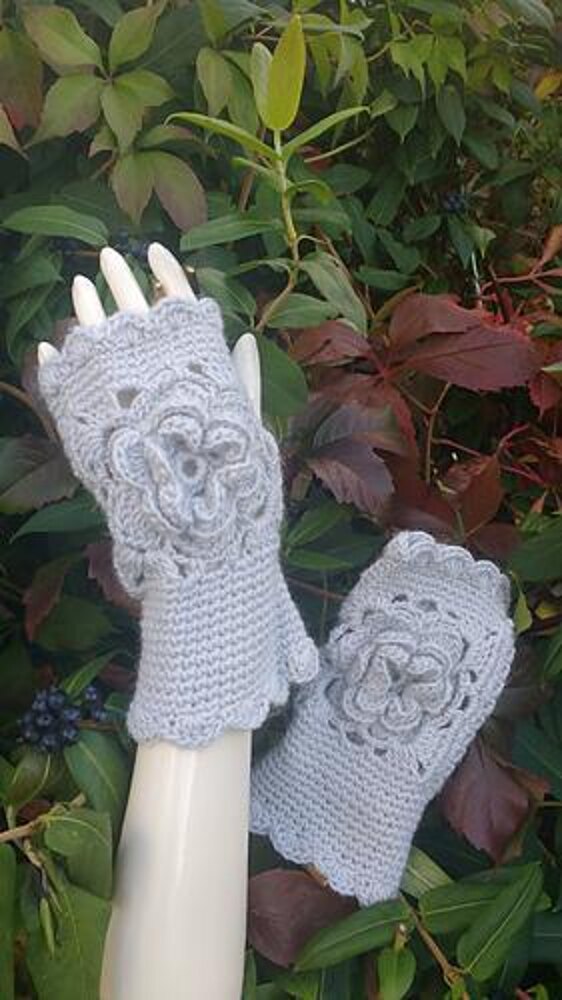Rose Wrist Warmers Crochet pattern by Designed by Sonya LoveCrafts