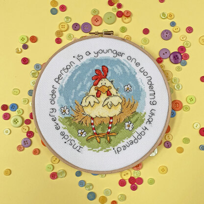 Bothy Threads Spring Chicken Cross Stitch Kit - 17.5cm circle