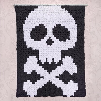 C2C Skull Crossbones Corner to Corner Blanket Crochet