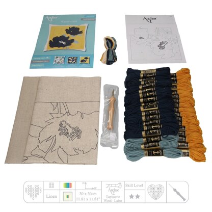 Anchor Floral Cushion Punch Needle Kit
