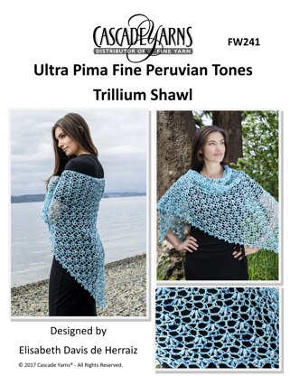 Peruvian Tones Trillium Shawl in Cascade Yarns Ultra Pima Fine - FW241 - Downloadable PDF