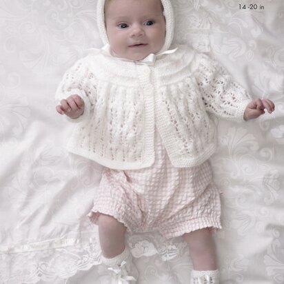 Matinee Coat, Cardigan, Bonnet & Bootees in King Cole 4Ply & DK - 4688 - Downloadable PDF