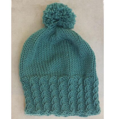 Mock Cable Pom Pom Hat