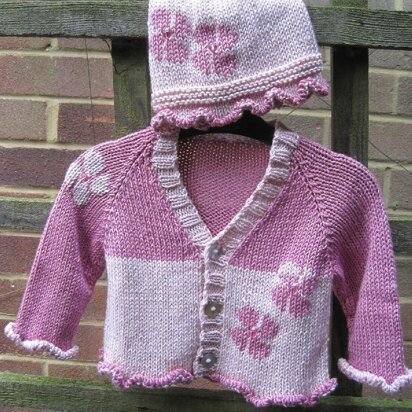 Flower Baby's Cardigan and Hat