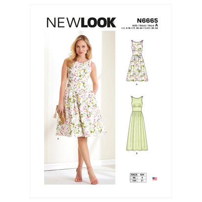 New Look N6665 Misses' Dress N6665 - Paper Pattern, Size A (4-6-8-10-12-14-16)