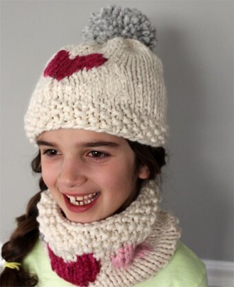 Heart Hat and Cowl Set