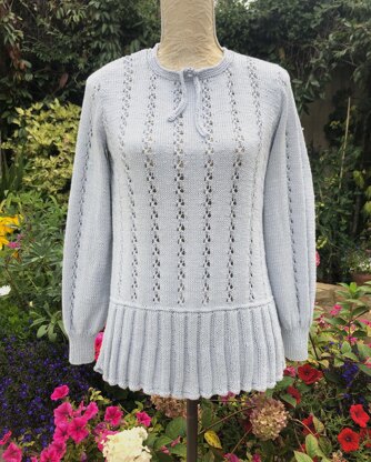 Eyelet Sweater with Floaty Peplum