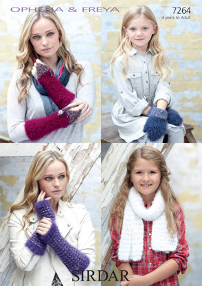 Wristwarmers, Mittens and Scarf in Sirdar Ophelia and Freya - 7264 - Downloadable PDF