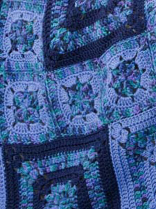Bold Blues Throw in Caron Simply Soft and Simply Soft Brites - Downloadable PDF