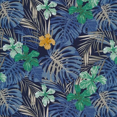 Rose & Hubble Cotton Poplin Printed - Floral Leaf Navy