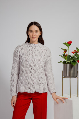 Nikka Cable Jumper - Sweater Knitting Pattern For Women in MillaMia Naturally Soft Super Chunky by MillaMia