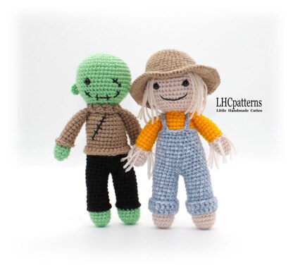 Crochet Pattern: Halloween Characters – Scarecrow, Skeleton, Witch, Mummy and Zombie Crochet Dolls (English)