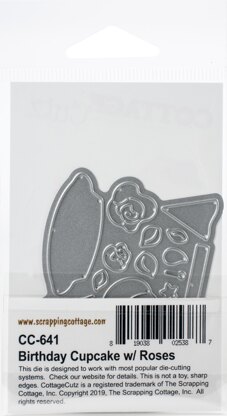 CottageCutz Dies - Birthday Cupcake W/Roses, 1.6"X2.8"