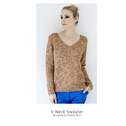 V Neck Sweater - Sweater Knitting Pattern For Women in Debbie Bliss Juliet