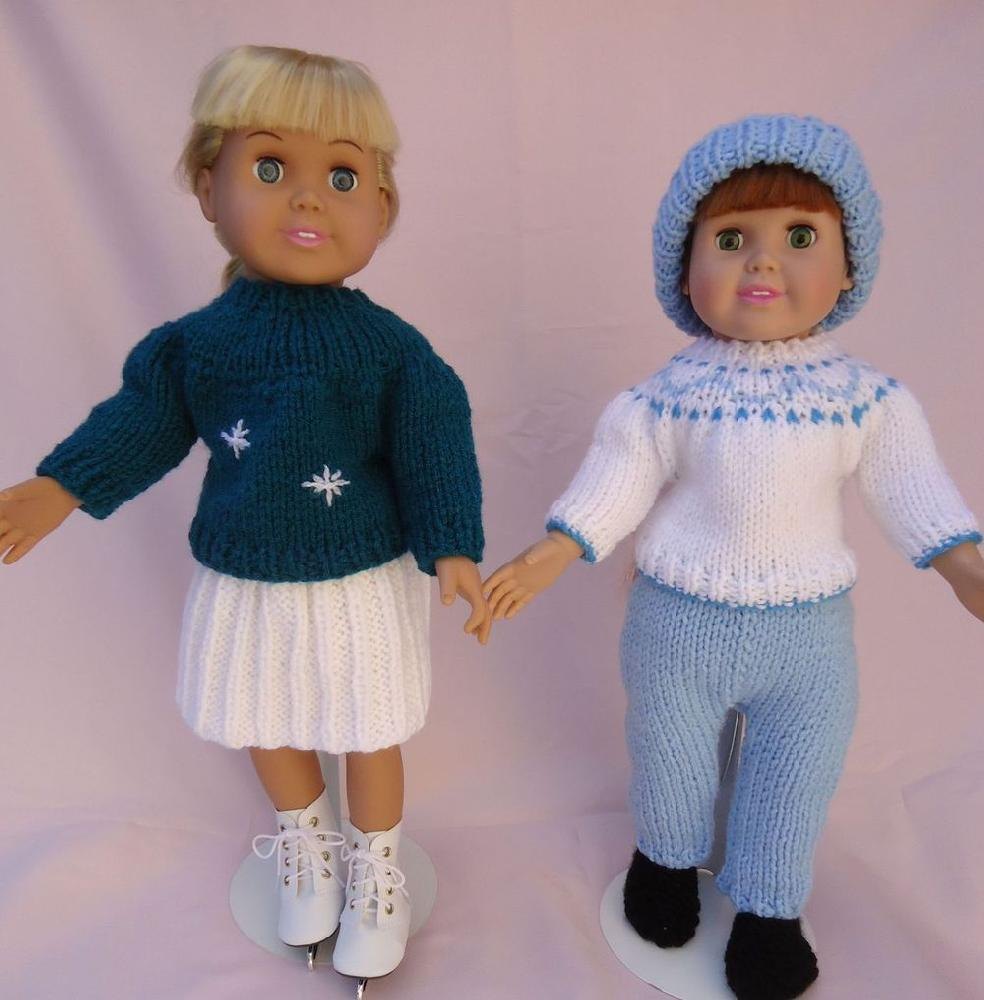 Ski and Skate Wear, Knitting Patterns fit American Girl and other 18-Inch  Dolls, image size:984x1000