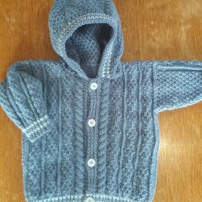 Moss and cable baby hoodie