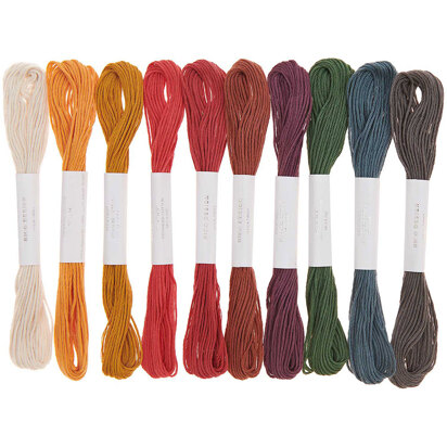 Baumwollsticktwist-Set „Erdtöne“, 10 Stück, 100 % Baumwolle, 6-fädig, 10 verschiedene Farben