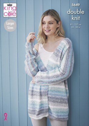 Ladies Cardigans Knitted in King Cole Bramble DK - 5649 - Downloadable PDF