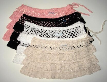 Crochet pin-up lacy ruffled skirt with mesh details.