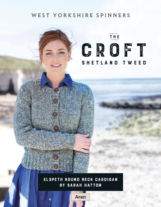 Elspeth Round neck cardigan in West Yorkshire Spinners The Croft Shetland Tweed - DBP0056 - Downloadable PDF
