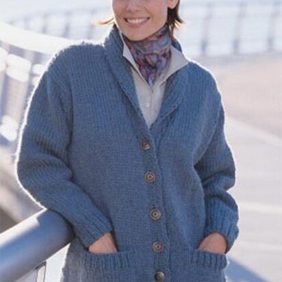 Shawl Collar Cardigan in Lion Brand Wool-Ease Chunky - 1318