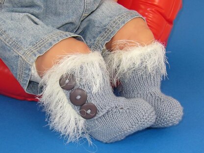 Baby Super Furry 3 Button Booties (Boots Bootees)
