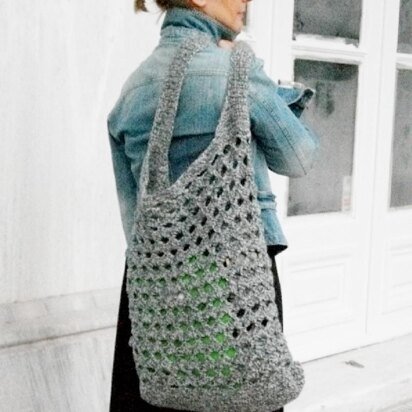 Grey crochet hobo bag