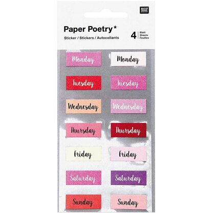 Paper Poetry Bullet Journal Sticker Sheets Weekdays Pink