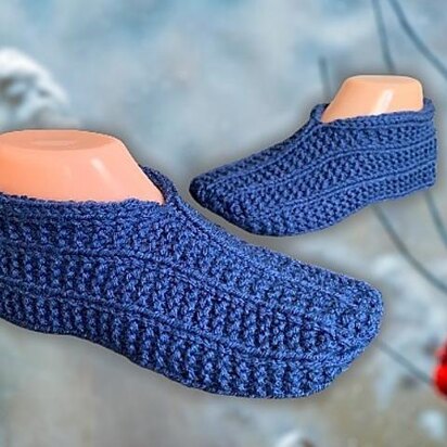 Rolled Cuff Slippers - knitting pattern