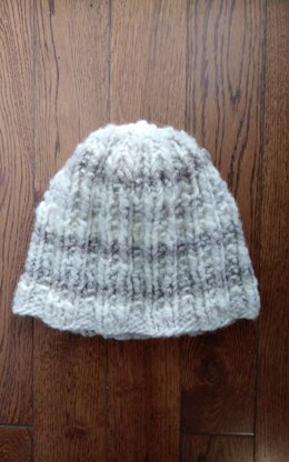 White and Gray Twin Ribbed Hat