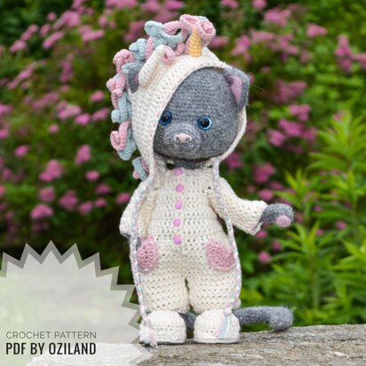 Сrochet pattern: Doll Clothes set PDF - Outfit Little unicorn for Amigurumi Doll approx. 19.5 cm