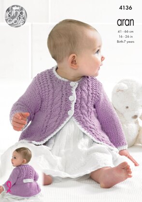 Baby's Coat and Cardigan in King Cole Big Value Pecycled Cotton Aran - 4136 - Downloadable PDF
