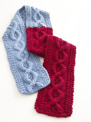 Cable Scarf in Lion Brand Wool-Ease Thick & Quick - 80678AD - Downloadable PDF