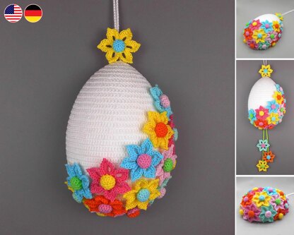Easter egg door decor with flowers